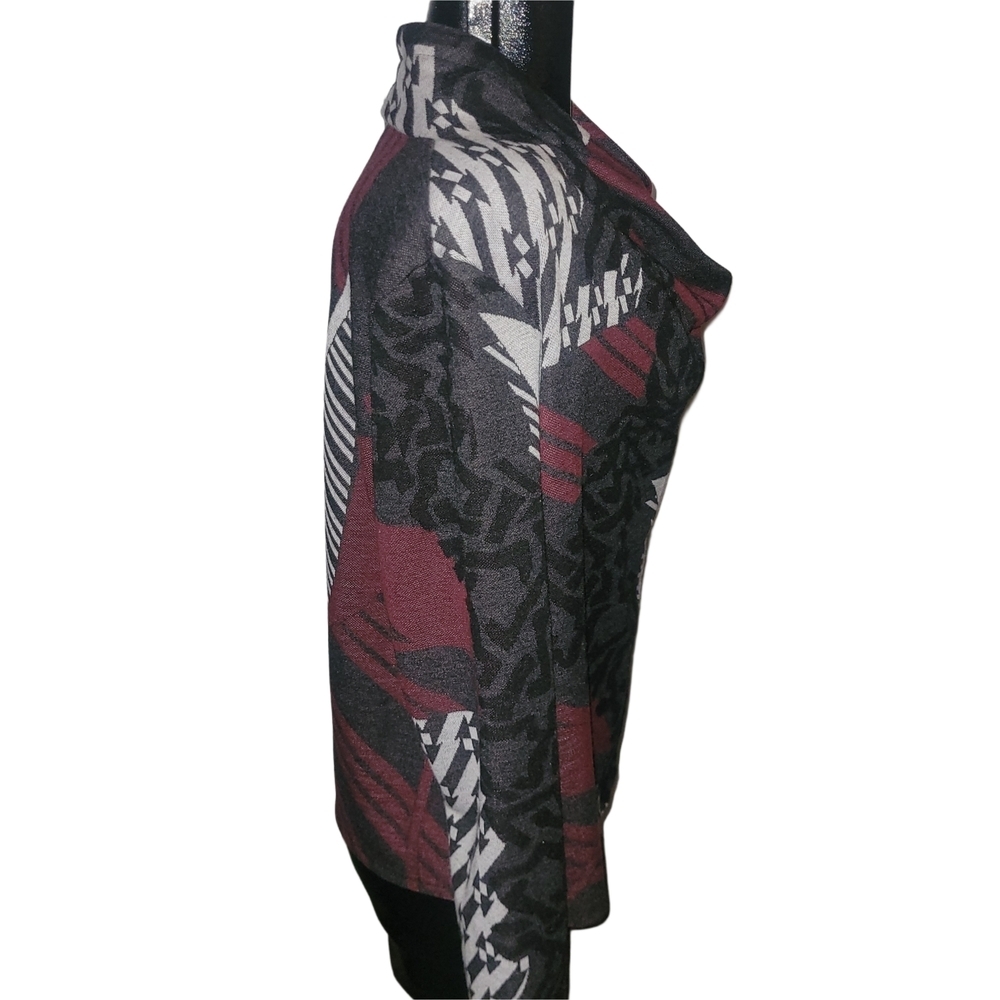 M.i.k.o Multi Color Patterned Cardigan With Off Center Button Closure L - Picture 4 of 7